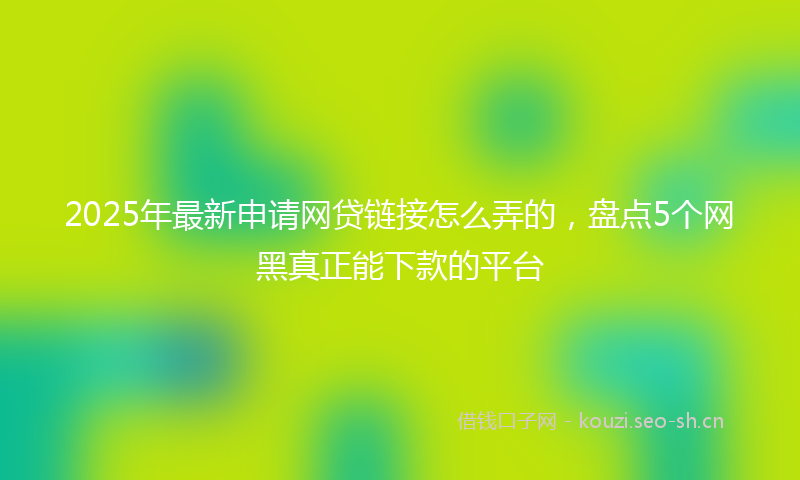 2025年最新申请网贷链接怎么弄的，盘点5个网黑真正能下款的平台