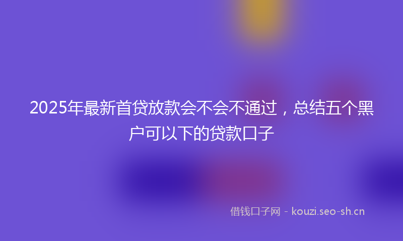2025年最新首贷放款会不会不通过，总结五个黑户可以下的贷款口子