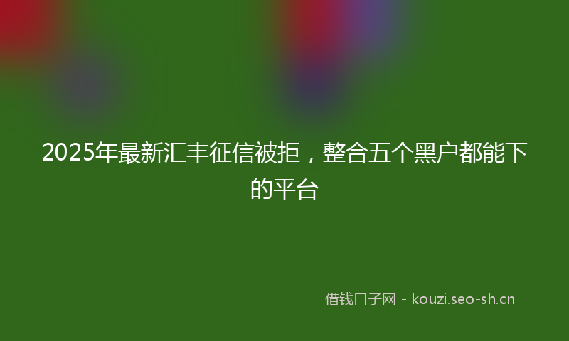 2025年最新汇丰征信被拒，整合五个黑户都能下的平台