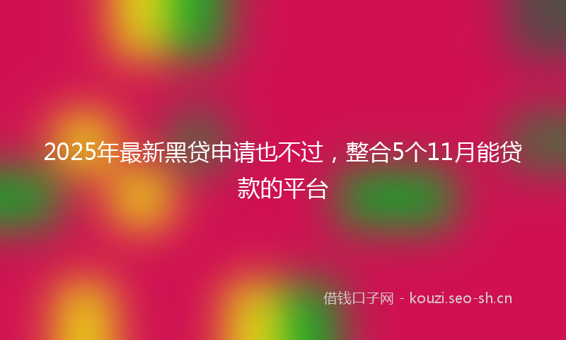 2025年最新黑贷申请也不过，整合5个11月能贷款的平台