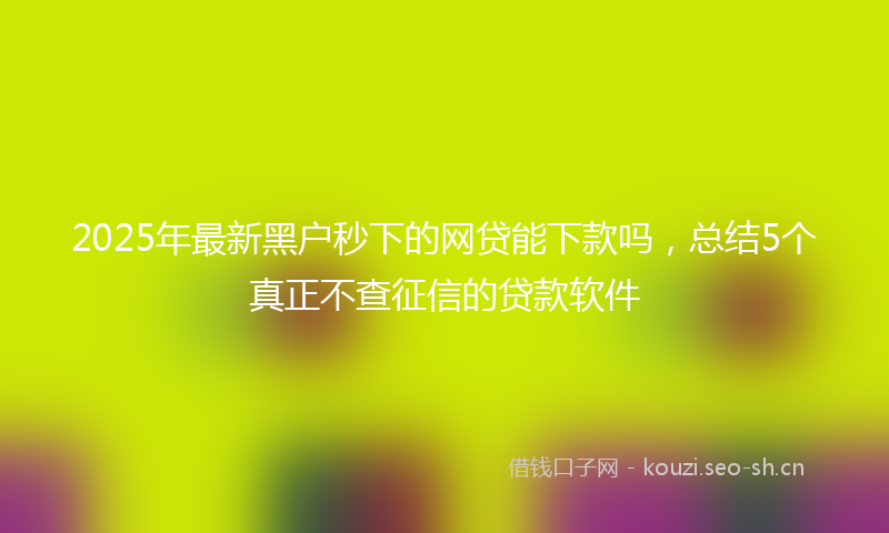 2025年最新黑户秒下的网贷能下款吗，总结5个真正不查征信的贷款软件