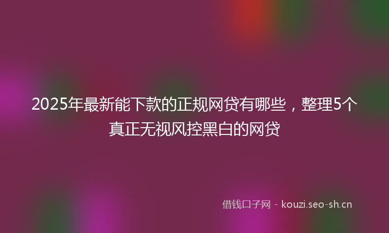 2025年最新能下款的正规网贷有哪些，整理5个真正无视风控黑白的网贷