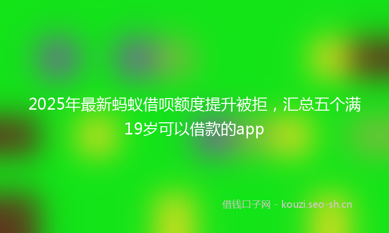 2025年最新蚂蚁借呗额度提升被拒，汇总五个满19岁可以借款的app