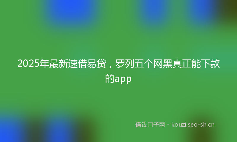 2025年最新速借易贷，罗列五个网黑真正能下款的app