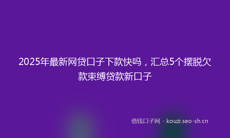 2025年最新网贷口子下款快吗，汇总5个摆脱欠款束缚贷款新口子