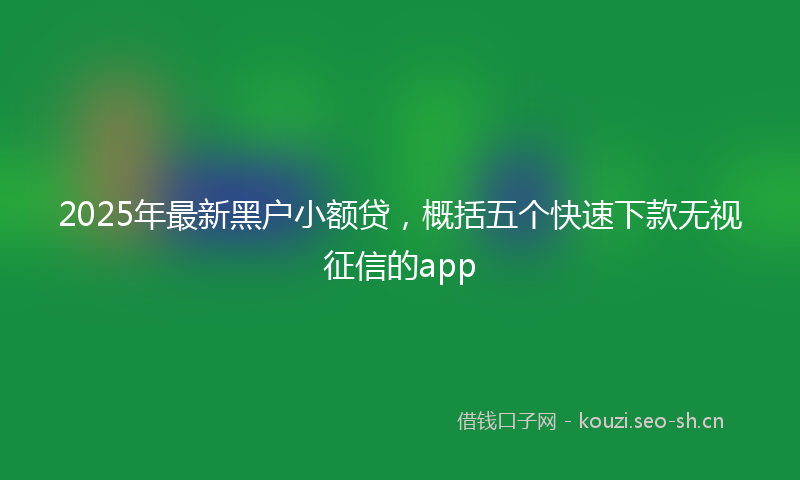 2025年最新黑户小额贷，概括五个快速下款无视征信的app