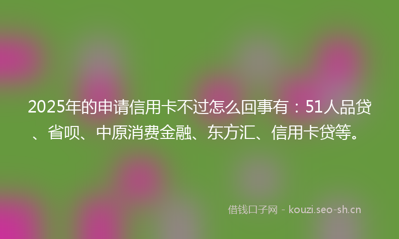 2025年的申请信用卡不过怎么回事有：51人品贷、省呗、中原消费金融、东方汇、信用卡贷等。