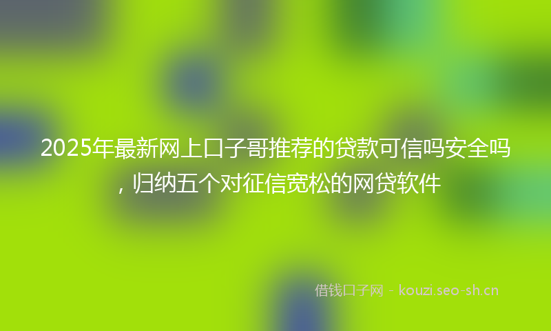 2025年最新网上口子哥推荐的贷款可信吗安全吗，归纳五个对征信宽松的网贷软件