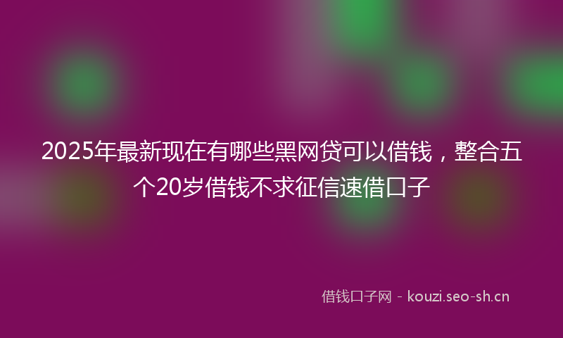 2025年最新现在有哪些黑网贷可以借钱，整合五个20岁借钱不求征信速借口子