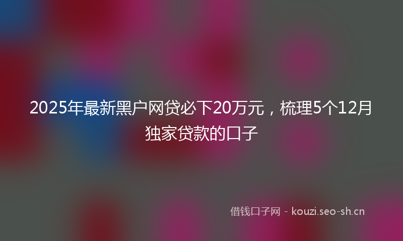2025年最新黑户网贷必下20万元，梳理5个12月独家贷款的口子