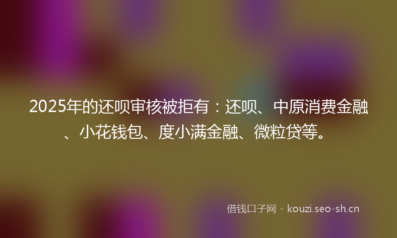 2025年的还呗审核被拒有：还呗、中原消费金融、小花钱包、度小满金融、微粒贷等。