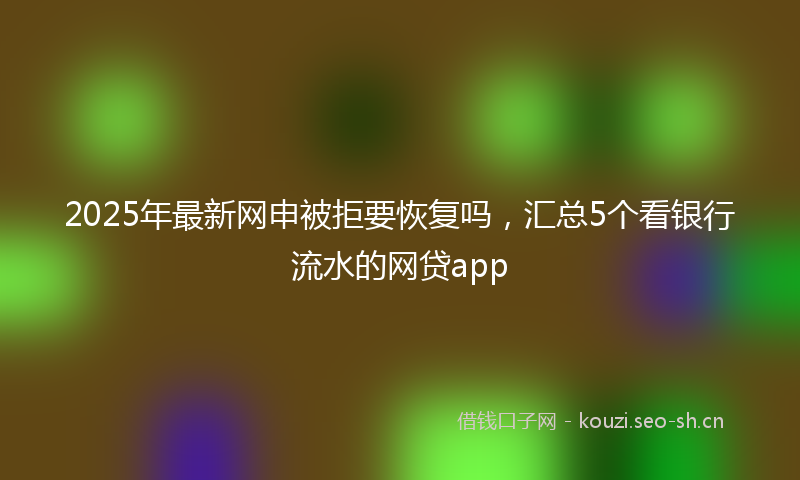 2025年最新网申被拒要恢复吗，汇总5个看银行流水的网贷app