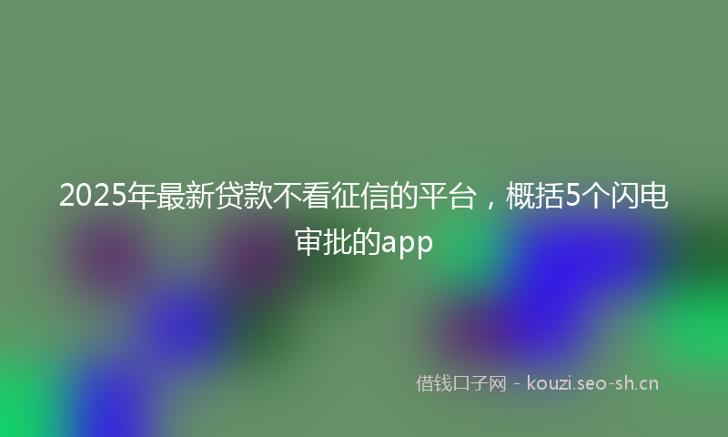 2025年最新贷款不看征信的平台，概括5个闪电审批的app