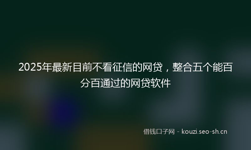 2025年最新目前不看征信的网贷，整合五个能百分百通过的网贷软件