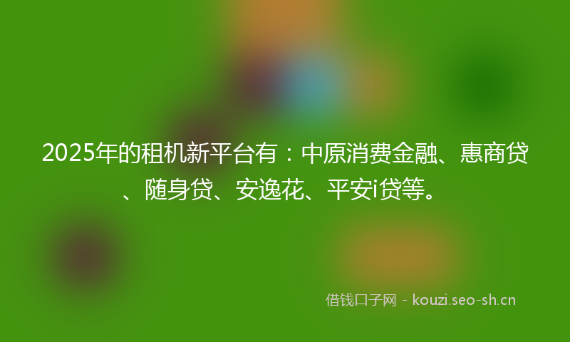2025年的租机新平台有：中原消费金融、惠商贷、随身贷、安逸花、平安i贷等。