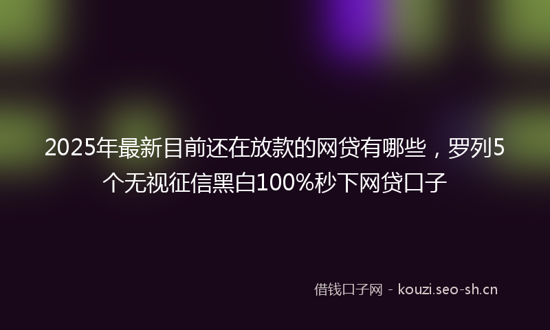 2025年最新目前还在放款的网贷有哪些，罗列5个无视征信黑白100%秒下网贷口子