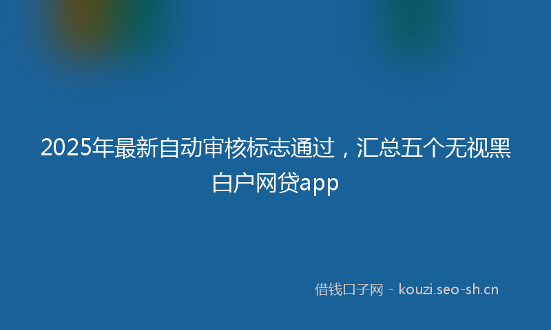 2025年最新自动审核标志通过，汇总五个无视黑白户网贷app