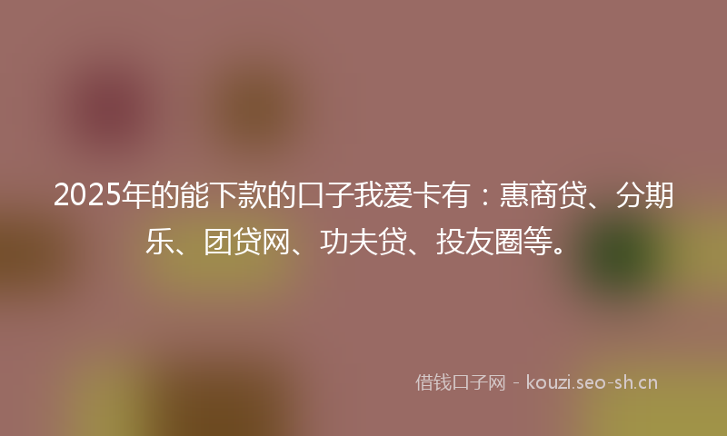 2025年的能下款的口子我爱卡有：惠商贷、分期乐、团贷网、功夫贷、投友圈等。