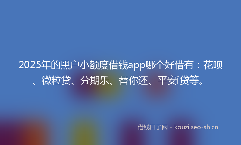2025年的黑户小额度借钱app哪个好借有：花呗、微粒贷、分期乐、替你还、平安i贷等。