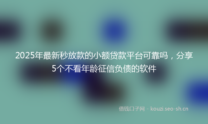 2025年最新秒放款的小额贷款平台可靠吗，分享5个不看年龄征信负债的软件