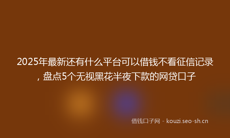 2025年最新还有什么平台可以借钱不看征信记录，盘点5个无视黑花半夜下款的网贷口子