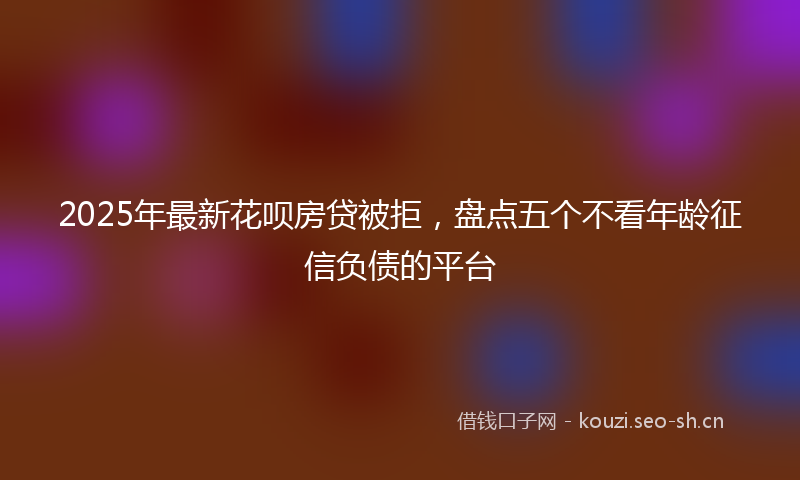 2025年最新花呗房贷被拒，盘点五个不看年龄征信负债的平台