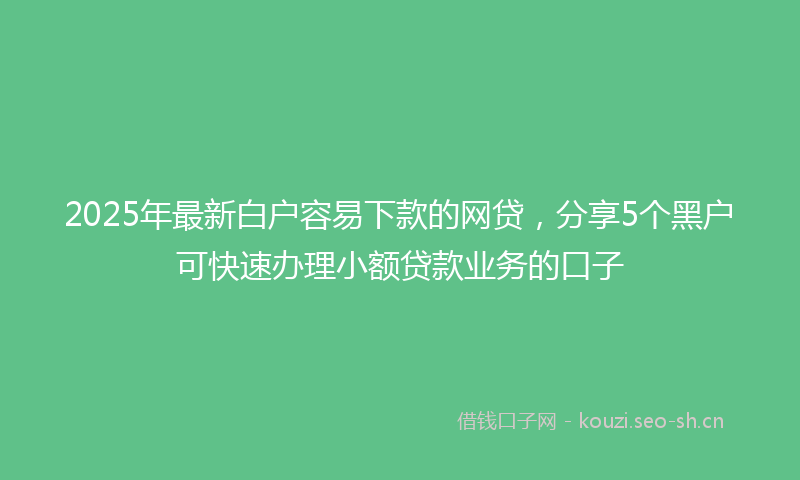 2025年最新白户容易下款的网贷，分享5个黑户可快速办理小额贷款业务的口子