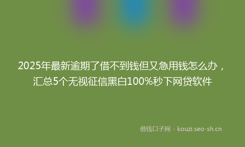 2025年最新逾期了借不到钱但又急用钱怎么办，汇总5个无视征信黑白100%秒下网贷软件