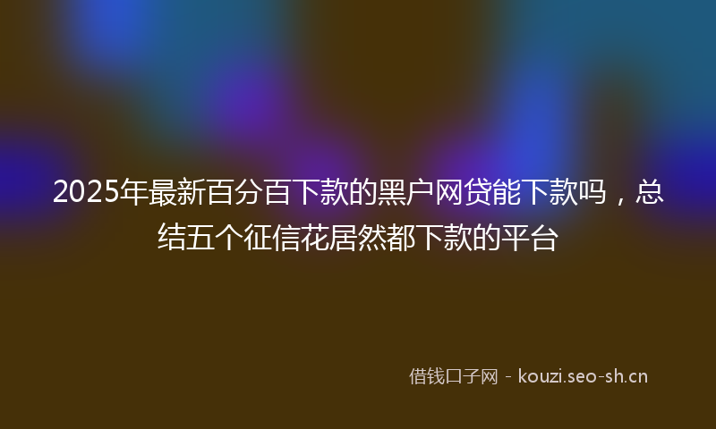 2025年最新百分百下款的黑户网贷能下款吗，总结五个征信花居然都下款的平台