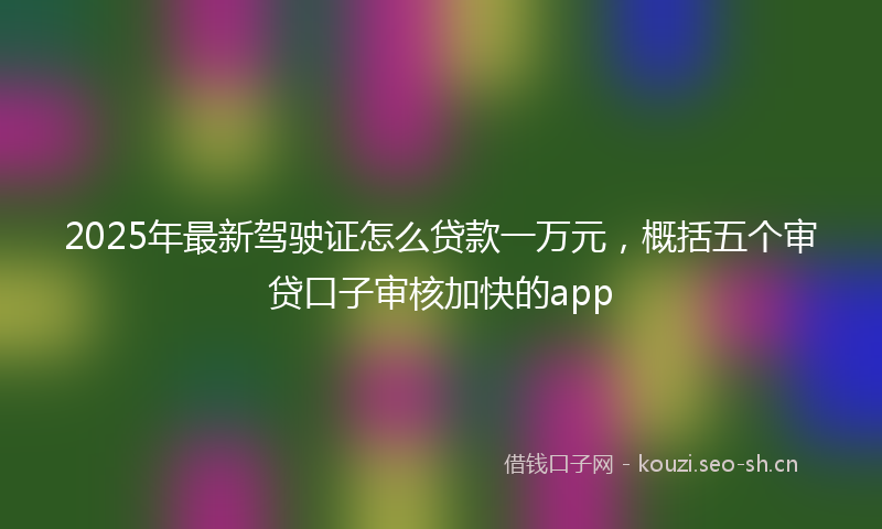 2025年最新驾驶证怎么贷款一万元，概括五个审贷口子审核加快的app