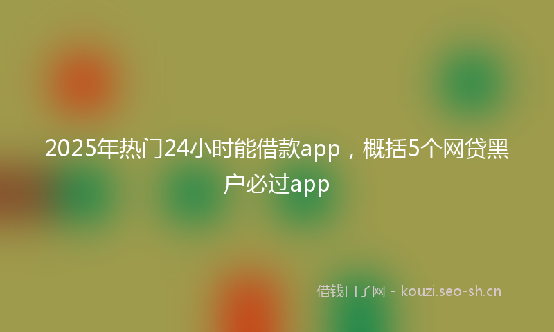 2025年热门24小时能借款app，概括5个网贷黑户必过app