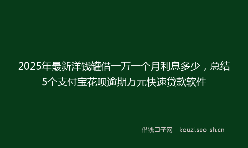 2025年最新洋钱罐借一万一个月利息多少，总结5个支付宝花呗逾期万元快速贷款软件