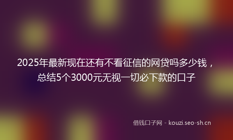 2025年最新现在还有不看征信的网贷吗多少钱，总结5个3000元无视一切必下款的口子