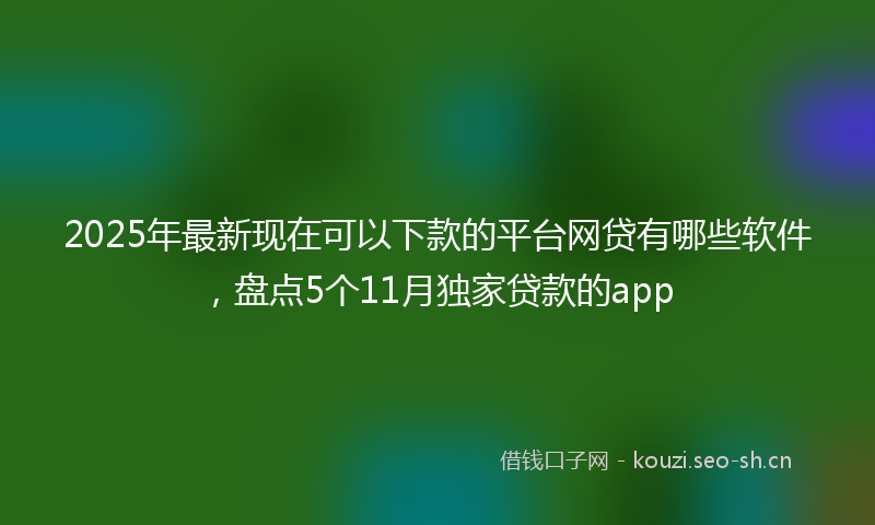 2025年最新现在可以下款的平台网贷有哪些软件，盘点5个11月独家贷款的app