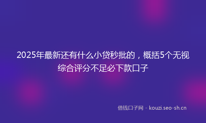 2025年最新还有什么小贷秒批的，概括5个无视综合评分不足必下款口子