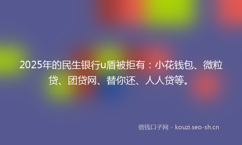 2025年的民生银行u盾被拒有：小花钱包、微粒贷、团贷网、替你还、人人贷等。