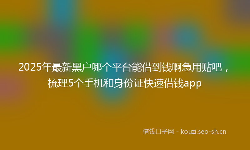 2025年最新黑户哪个平台能借到钱啊急用贴吧，梳理5个手机和身份证快速借钱app