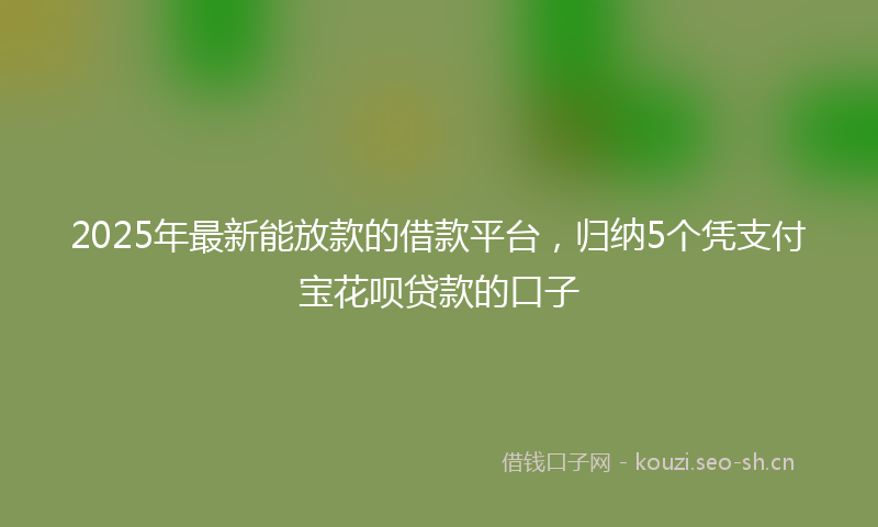2025年最新能放款的借款平台，归纳5个凭支付宝花呗贷款的口子
