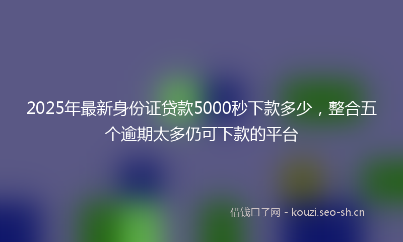 2025年最新身份证贷款5000秒下款多少，整合五个逾期太多仍可下款的平台