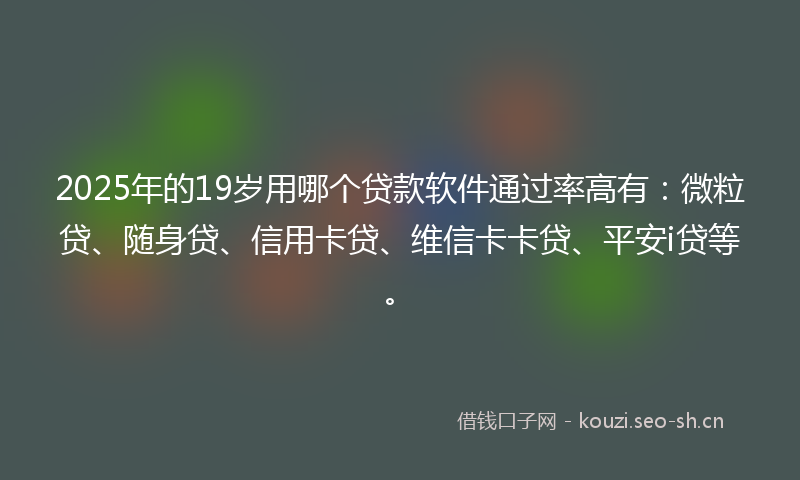2025年的19岁用哪个贷款软件通过率高有：微粒贷、随身贷、信用卡贷、维信卡卡贷、平安i贷等。