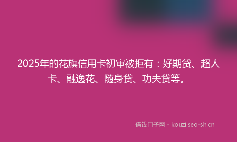 2025年的花旗信用卡初审被拒有：好期贷、超人卡、融逸花、随身贷、功夫贷等。