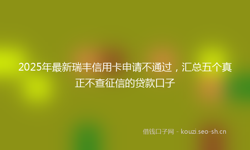 2025年最新瑞丰信用卡申请不通过，汇总五个真正不查征信的贷款口子