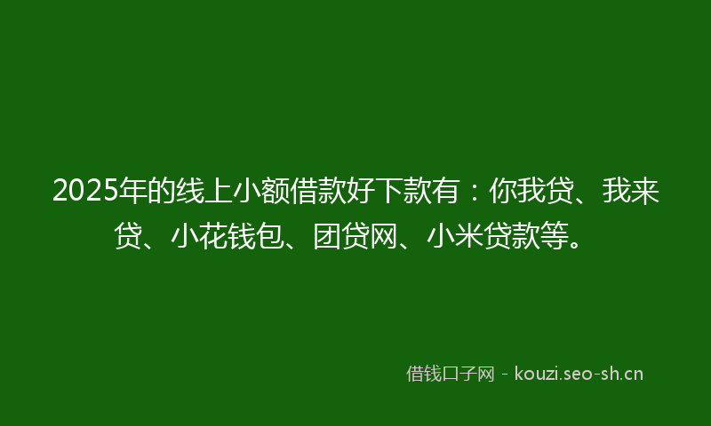 2025年的线上小额借款好下款有：你我贷、我来贷、小花钱包、团贷网、小米贷款等。