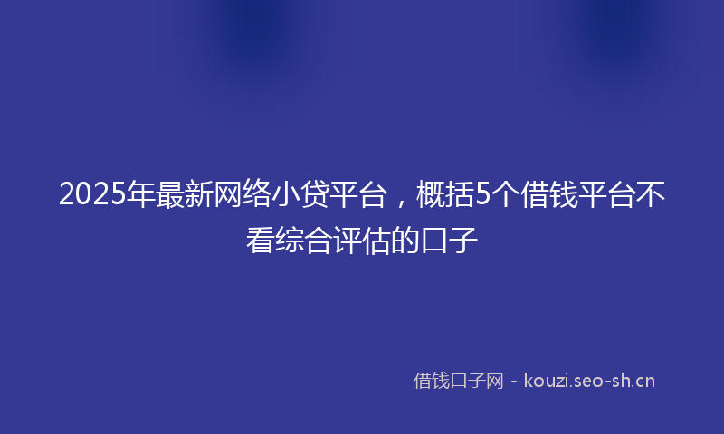 2025年最新网络小贷平台，概括5个借钱平台不看综合评估的口子