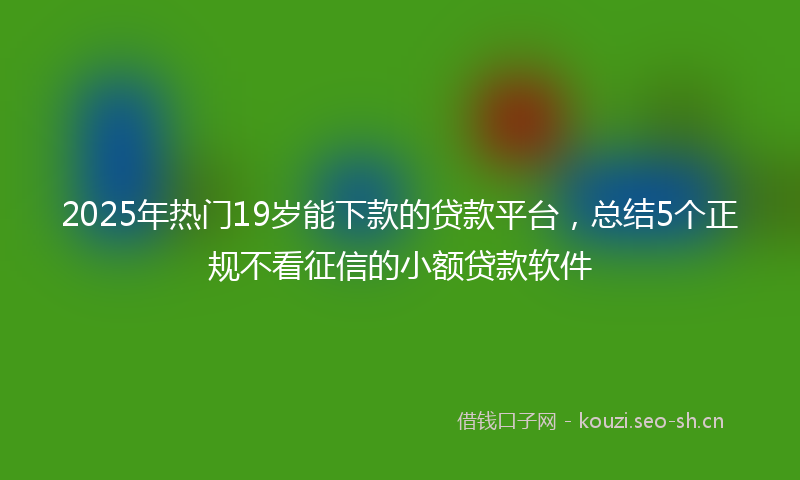 2025年热门19岁能下款的贷款平台，总结5个正规不看征信的小额贷款软件