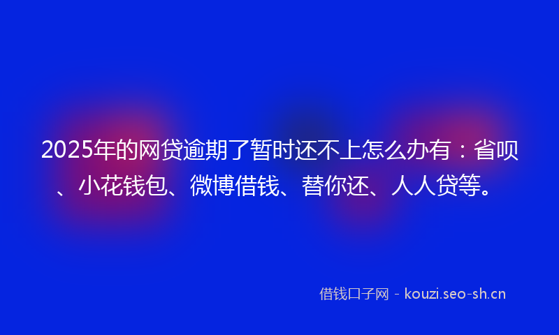 2025年的网贷逾期了暂时还不上怎么办有：省呗、小花钱包、微博借钱、替你还、人人贷等。