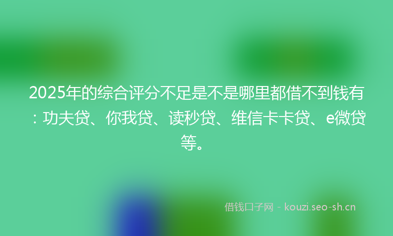 2025年的综合评分不足是不是哪里都借不到钱有：功夫贷、你我贷、读秒贷、维信卡卡贷、e微贷等。