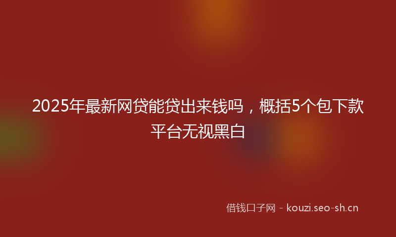 2025年最新网贷能贷出来钱吗，概括5个包下款平台无视黑白