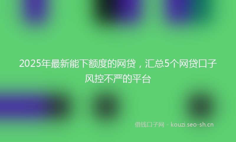 2025年最新能下额度的网贷，汇总5个网贷口子风控不严的平台
