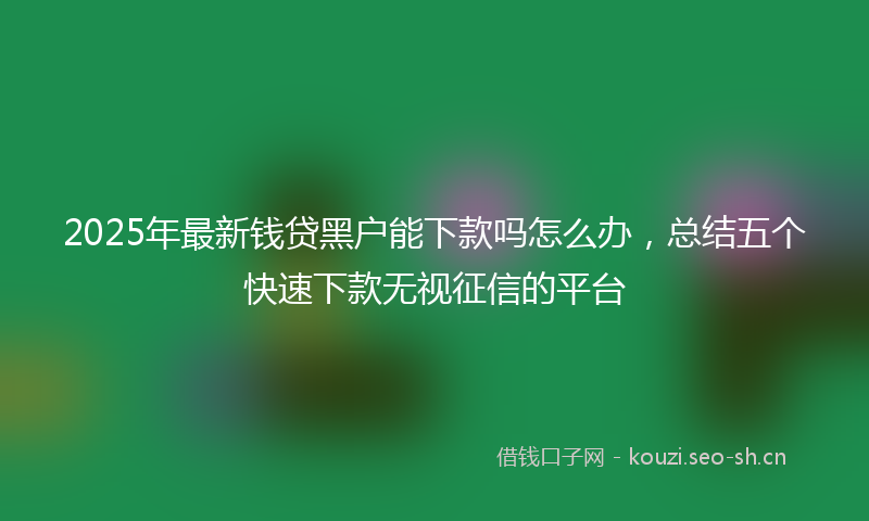 2025年最新钱贷黑户能下款吗怎么办，总结五个快速下款无视征信的平台
